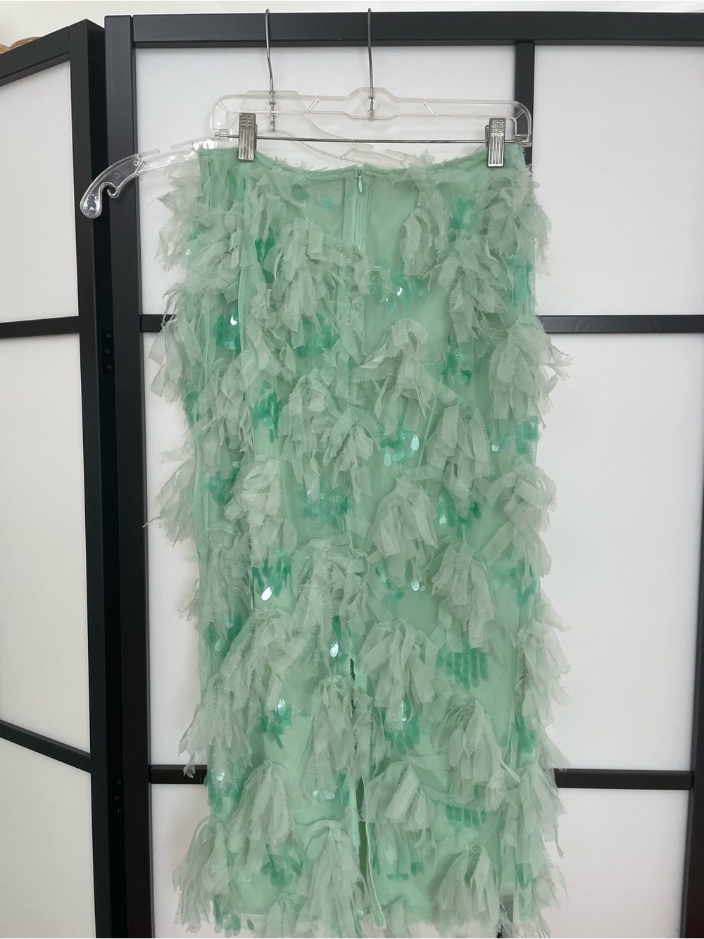 ASOS Elegant Feather-Embellished Mint Green Midi Skirt - Women - Picture 3 of 6
